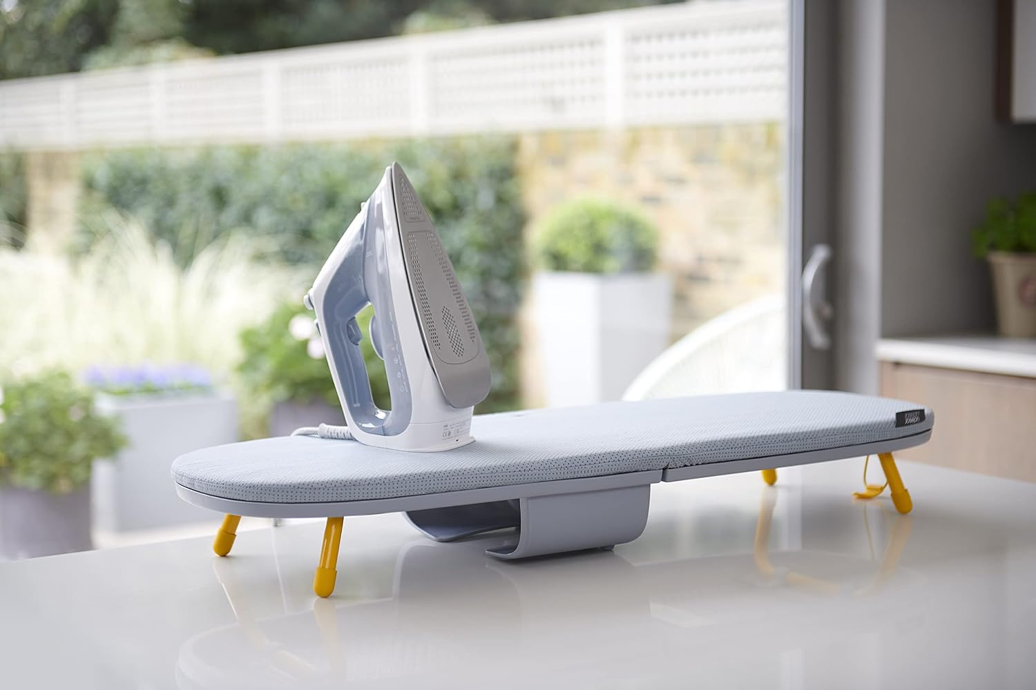 Joseph Joseph Pocket Max Portable Folding Tabletop Ironing Board, 35" Surface, Integrated Iron Storage Hook, Compact Design - Image 11