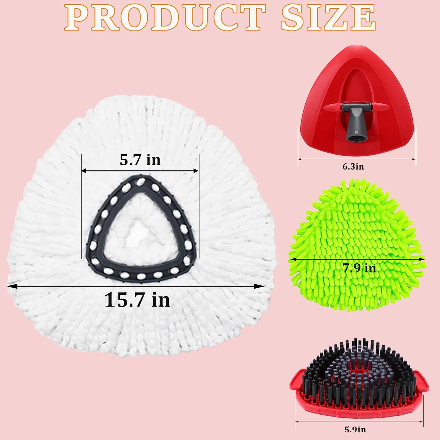 Mop Heads Replacements for Ocedar, Mop Replace Head for o Cedar Easywring 1 Tank, Spin Mop Replacement Head Mop Heads Include 3 Pack Spin Mop Refills, 1 Pack Scrubber Mop Head and 1 Mop Base - Image 6