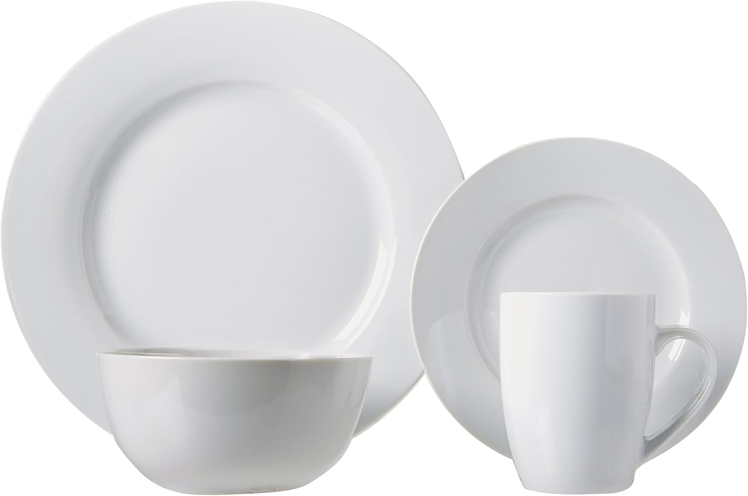 Amazon Basics 16-Piece Porcelain Dinnerware Set, Microwave and Dishwasher Safe, Service for 4, Plates, Bowls and Mugs, White - Image 5