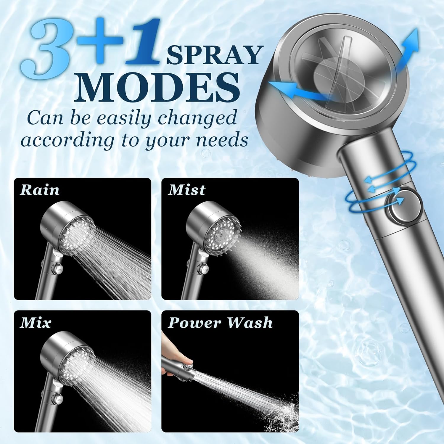 FEELSO Filtered Shower Head with Handheld, High Pressure Shower Filter Head | ON/OFF Switch, Anti-clog Nozzles, 4 Spray Showerhead with Filters for Hard Water, Remove Chlorine, Reduce Dry Itchy Skin - Image 6