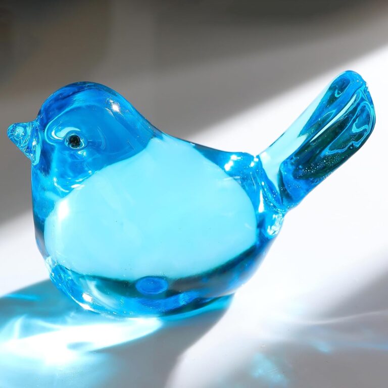 Arikyrist Handmade Blue Glass Bird Gifts for Women Birds Decor for Home | Crystal Bird Paperweight for Bird Lovers Men, Collectible Animal Figurines, Bird Statues Home Decor, on Christmas Birthday