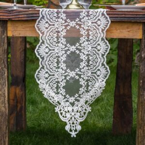 ARTABLE French White Lace Table Run...
