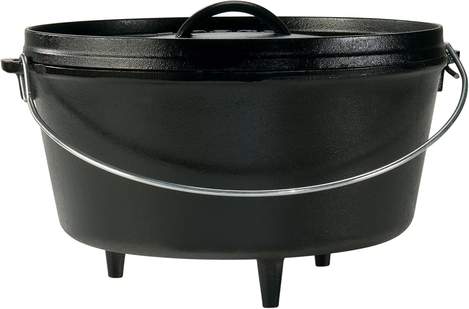 Lodge Seasoned Cast Iron Camp Dutch Oven with Lid - 8 Quart - Dual Handles - Seasoned Cast Iron Cookware with Steel Handle & Strong Lid for Heavy- Duty Camping Cookware