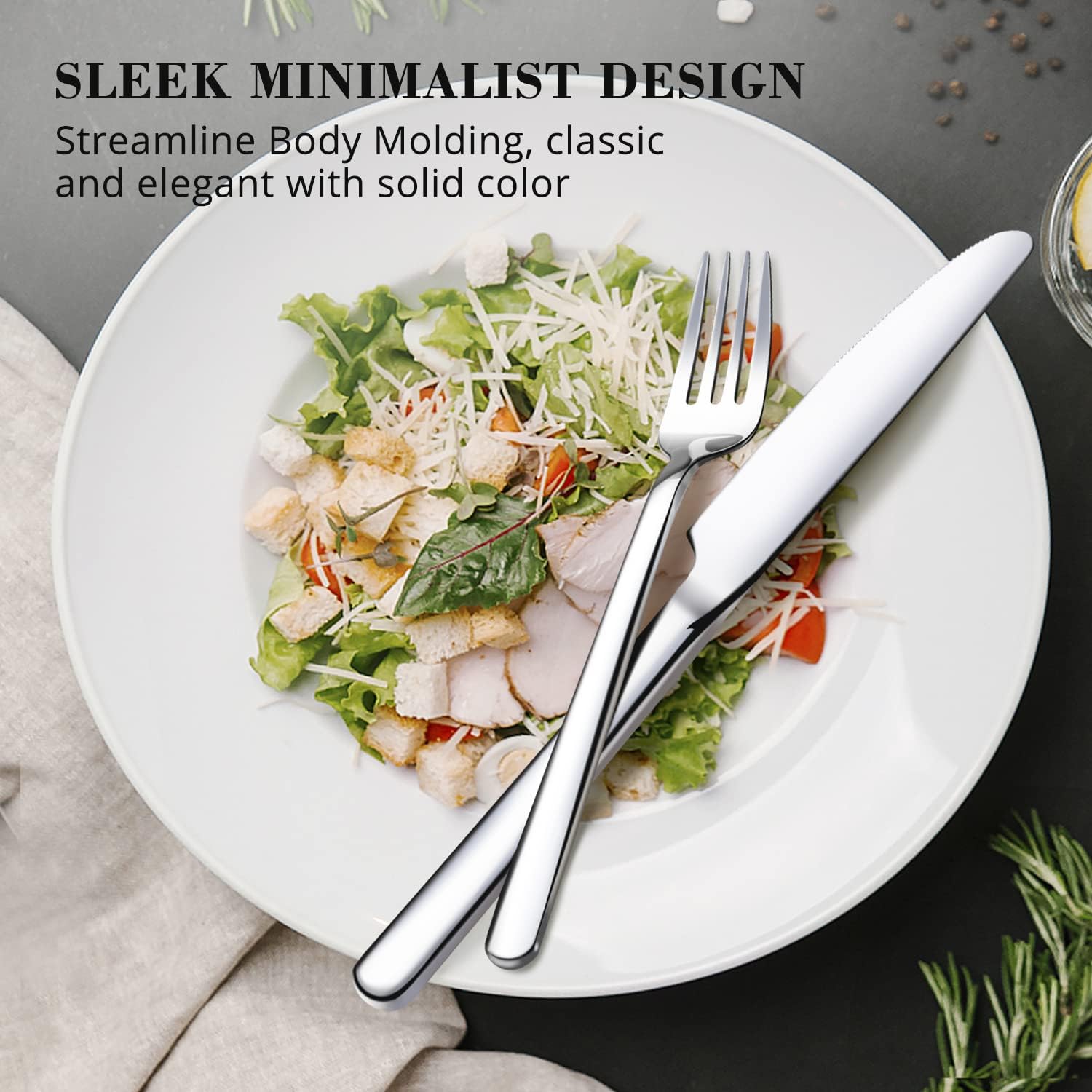 40 Piece Silverware Set, Flatware Set for 8, 18/10 Stainless Steel Cutlery Set Mirror Polished Modern Design Dishwasher Safe - Image 4