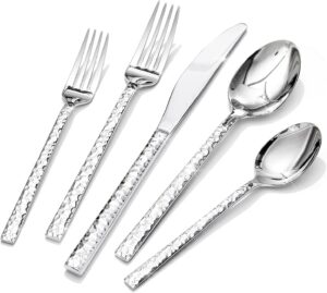 20 Piece Hammered Silverware Set, 1...