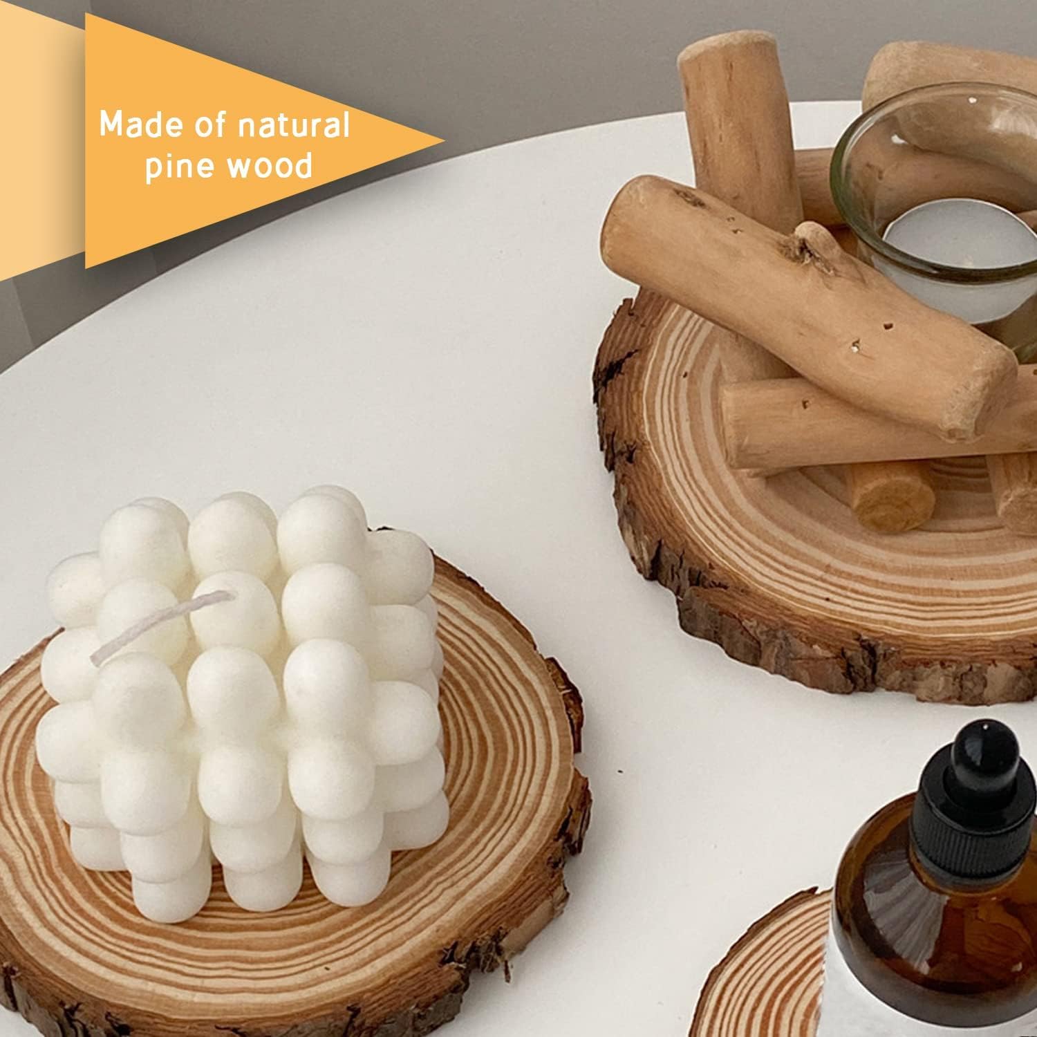 FSWCCK 17 PCS Unfinished Wood Slices for Centerpieces - 5.1-5.5 Inch,Round Natural Discs with Tree Bark, Wooden Cookies Circles for Crafts Christmas Ornaments, Rustic Wedding Decor,Table Decoration - Image 4