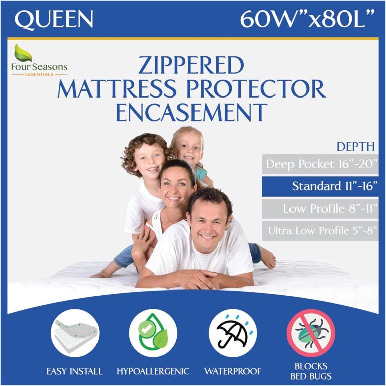 Queen Size Mattress Protector Waterproof Zippered Cover Premium Quality Encasement White