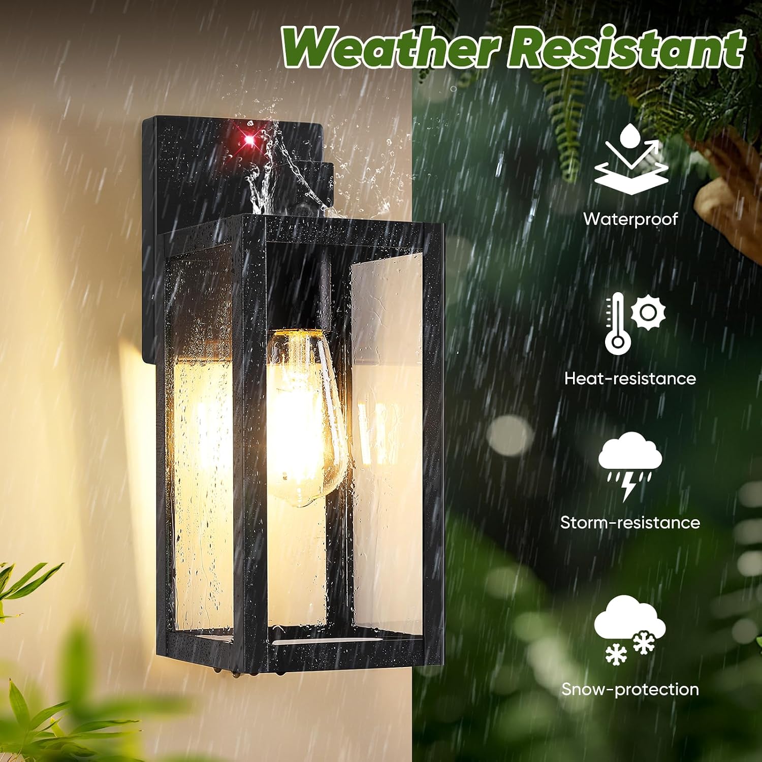 BesLowe 2-Pack 13” Upgraded Motion Sensor Outdoor Wall Lights, Black | Auto ON/OFF, 3 Lighting Modes, Waterproof, Rust-Resistant, Durable Metal & Clear Glass, Standard E26 Sockets, Easy to Install - Image 5