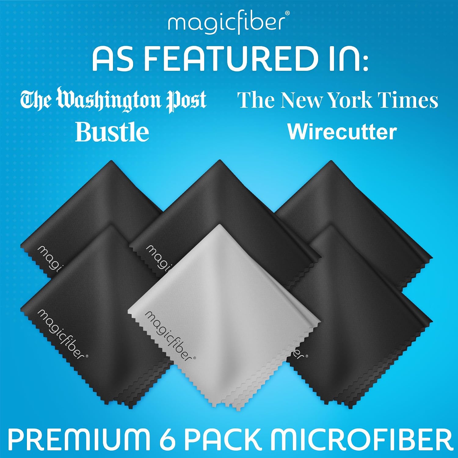MagicFiber Microfiber Cleaning Cloth, Glasses Cleaner, Eyeglass Wipes, 6pk | Clean Eye Glasses, Lenses, Screens, Cameras, Sunglasses, Watches, Electronics, & More - Image 3