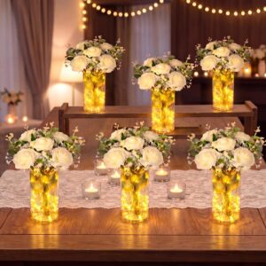 Set of 6 LED Lighted Floral Table C...