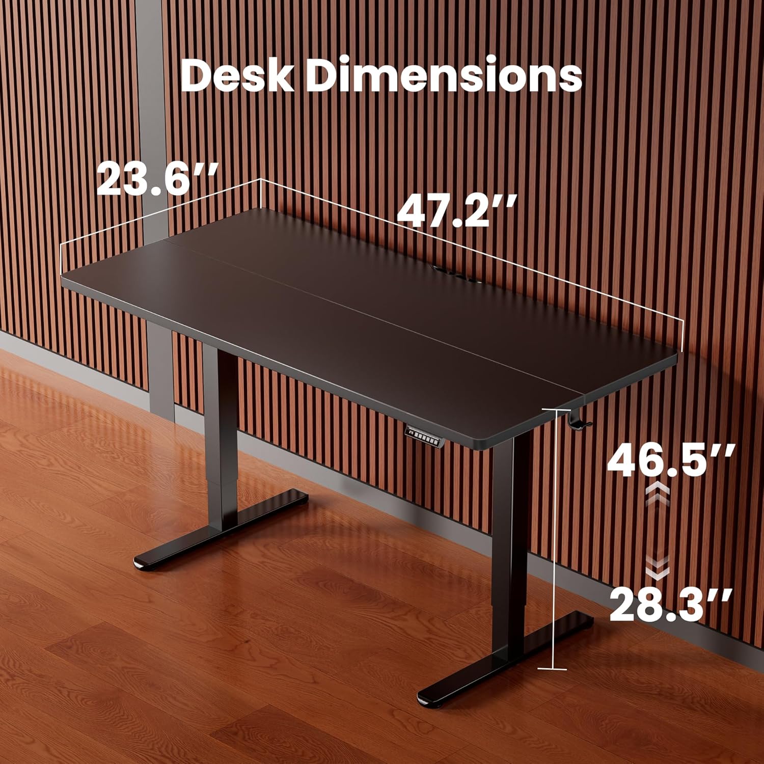 ErGear 48 X 24 Inch Height Adjustable Electric Standing Desk, Black | Smooth Height Adjustment, 4 Memory Presets, One-Touch Control, Stable Steel Frame, 176 lbs Capacity, Easy Assembly - Image 3