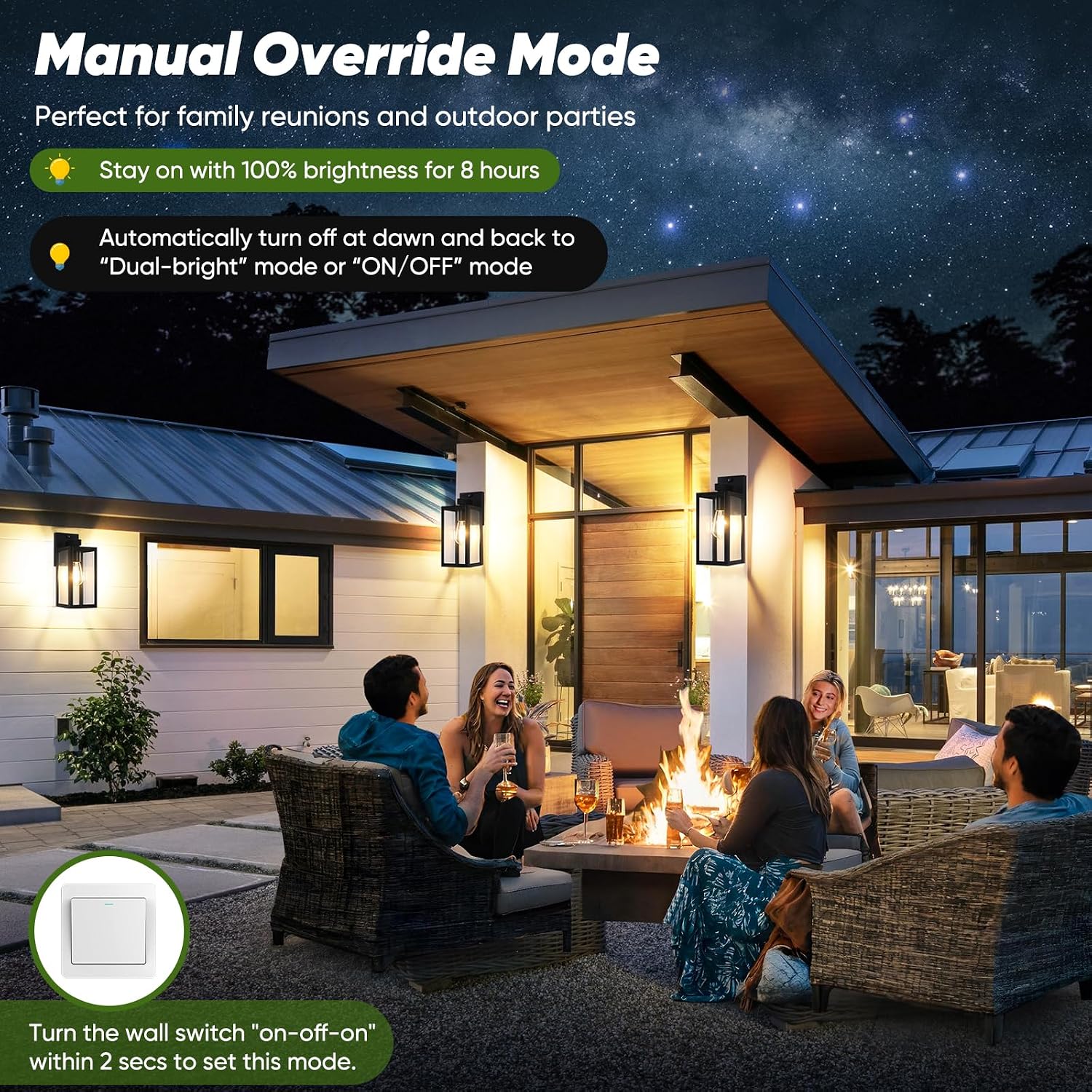 BesLowe 2-Pack 13” Upgraded Motion Sensor Outdoor Wall Lights, Black | Auto ON/OFF, 3 Lighting Modes, Waterproof, Rust-Resistant, Durable Metal & Clear Glass, Standard E26 Sockets, Easy to Install - Image 4