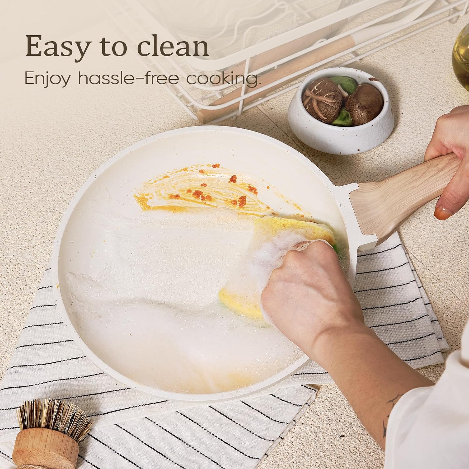 CAROTE 21pcs Pots and Pans Set, Nonstick Cookware Sets, with Egg Pan | Induction Kitchen Cooking Set, Durable, Easy Food Release, Fast & Even Heating, with Frying Pan - Image 5
