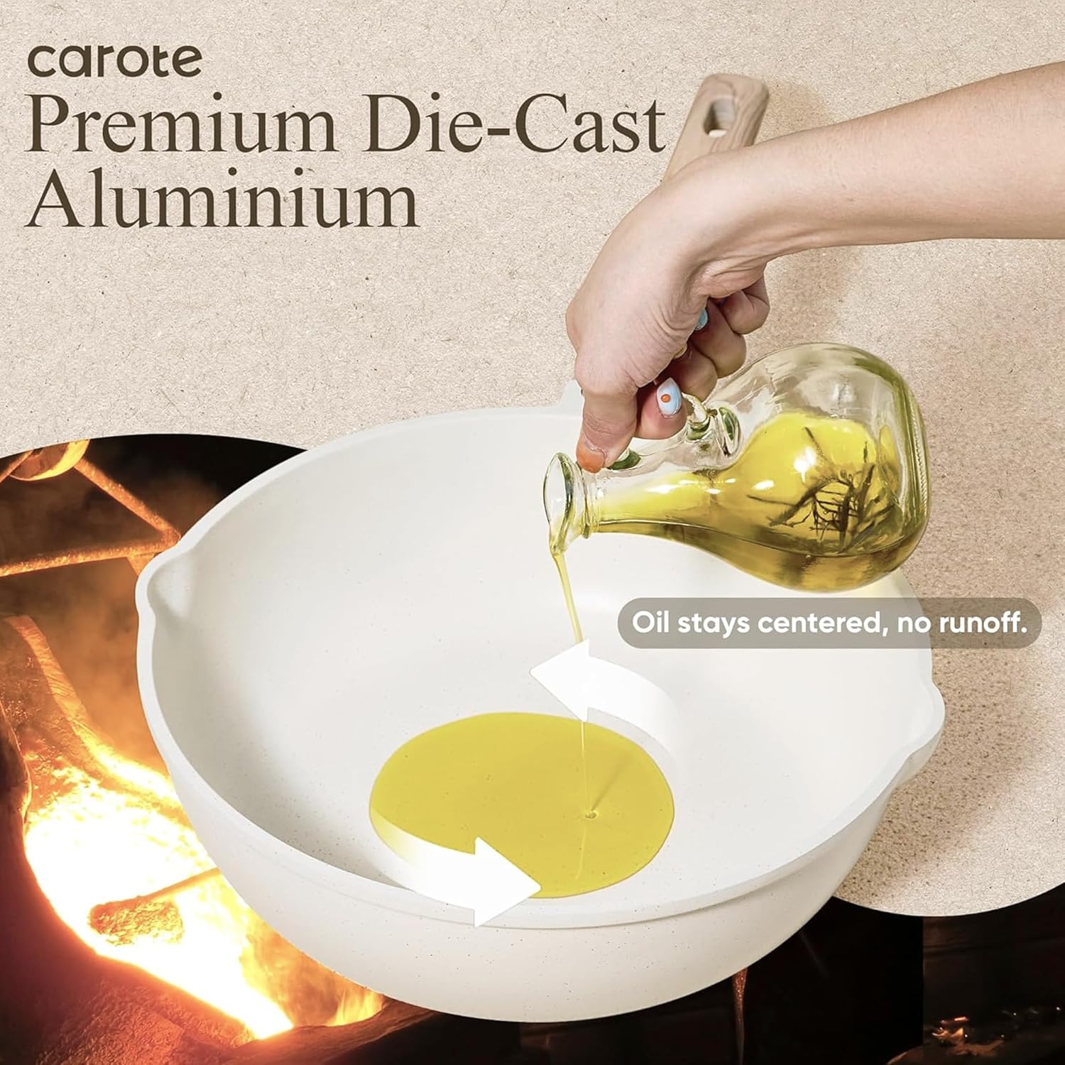 CAROTE 21pcs Pots and Pans Set, Nonstick Cookware Sets, with Egg Pan | Induction Kitchen Cooking Set, Durable, Easy Food Release, Fast & Even Heating, with Frying Pan - Image 7