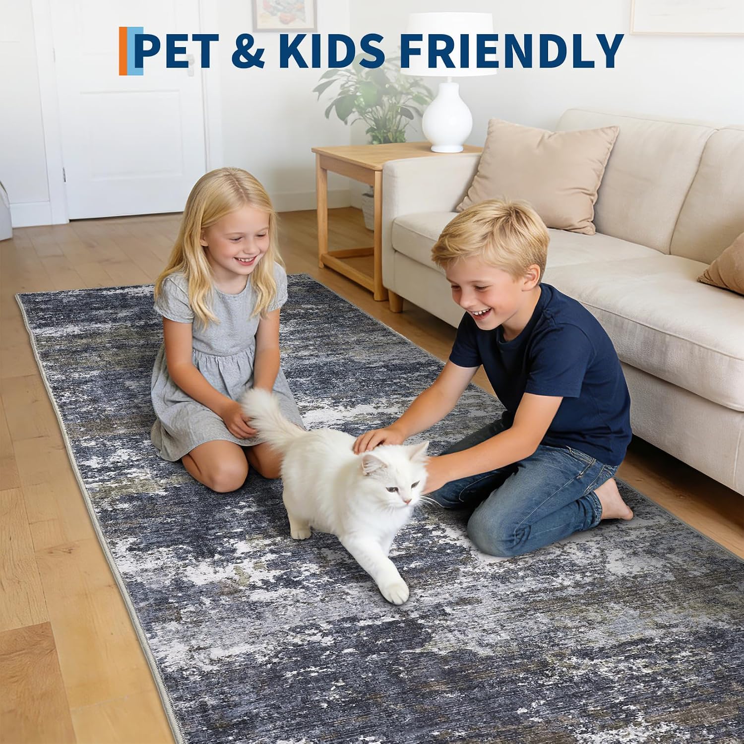 GarveeHome 2x8 Runner Rugs Machine Stain Resistant Abstract Rug Grey Brown | Washable Non-Slip Backing Soft Indoor Runner Carpet for Hallway Bedroom - Image 4