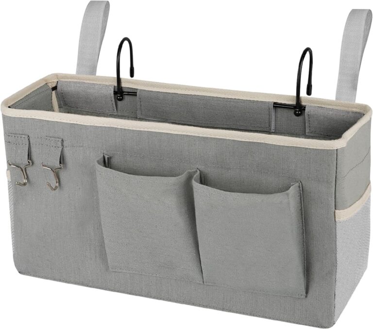 Bedside Caddy Bedside Storage Bag for Headboards/Bunk Bed | Hanging Bed Caddy with Hooks fits Bunk bed Hospital Beds Dorm Bed Rails, Essentials for Phones, Books, Remotes, Water Bottles