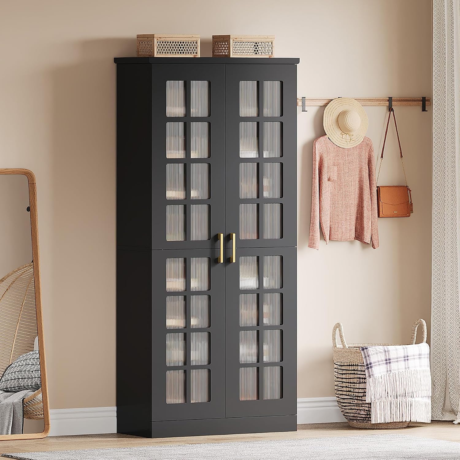 Tribesigns Tall Shoe Cabinet with Doors, 8-Tier Modern Shoe Storage Cabinet | Shoe Rack Cabinet with Adjustable Shelves, Stable and Sturdy, Tall Shoe Organizer for Entryway, Hallway, Closet, Black - Image 8