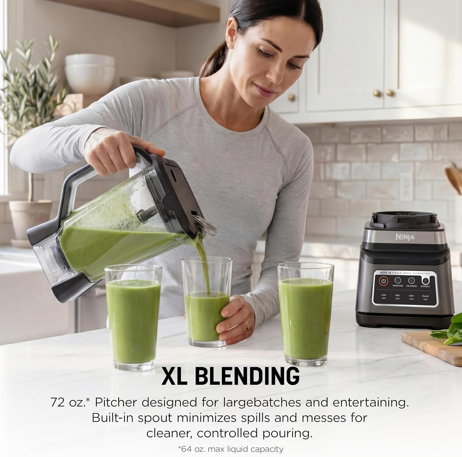 Ninja BN751 Professional Plus DUO Blender, 1400 Peak Watts, 3 Auto-IQ Programs for Smoothies, Frozen Drinks & Nutrient Extractions, 72-oz. Total Crushing Pitcher & (2) 24 oz. To-Go Cups, Black | 1400 peak-watt Total Crushing & Extractor blades. 3 Auto-iQ programs for smoothies. 72-oz pitcher + (2) 24-oz cups. - Image 3