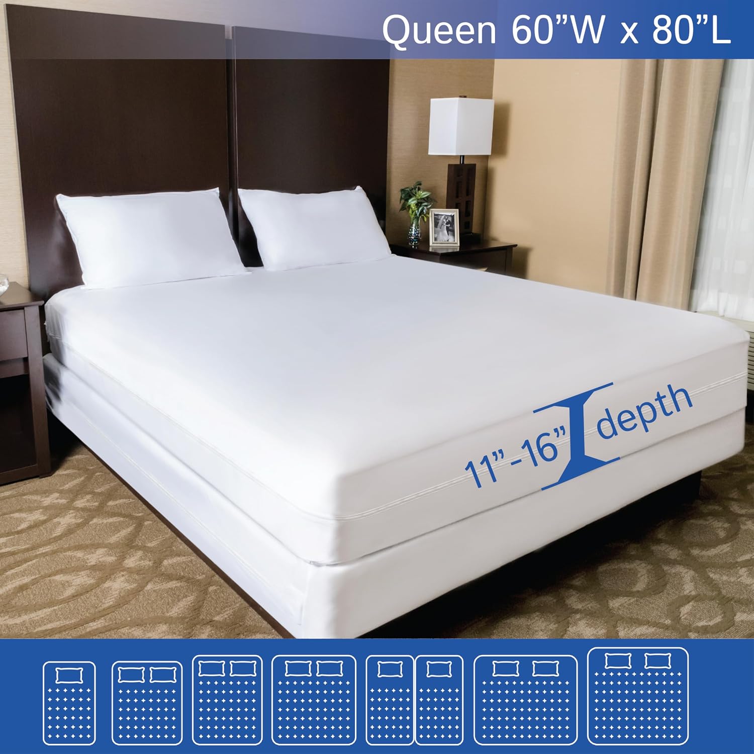 Queen Size Mattress Protector Waterproof Zippered Cover Premium Quality Encasement White - Image 2