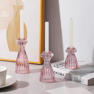 Lysenn Glass Candle Stick Holder Se...
