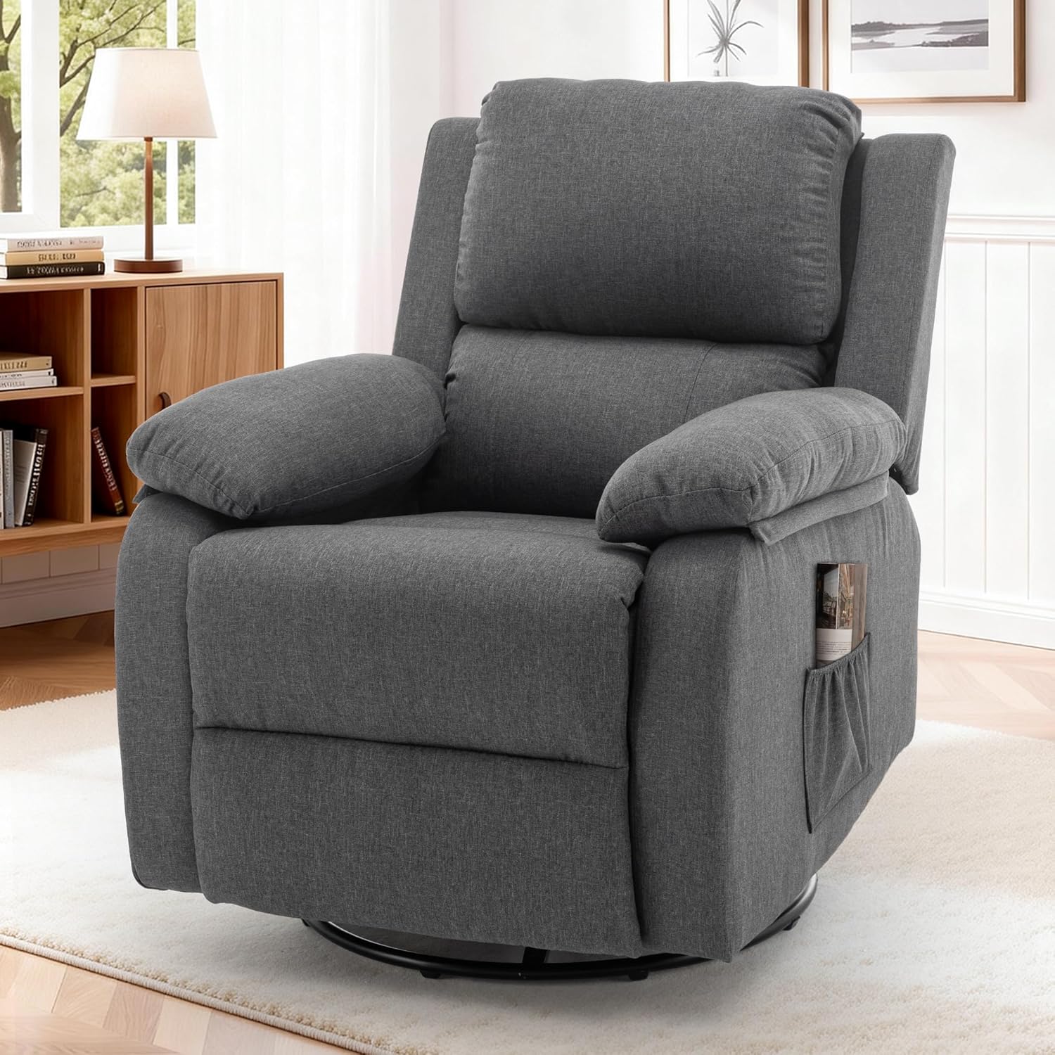 Korser Recliner Chair, 360 Swivel Rocker Chair for Adults, Small Rocking Recliner for Small Spaces, Upholstered Fabric Glider Recliner Nursery - Image 8