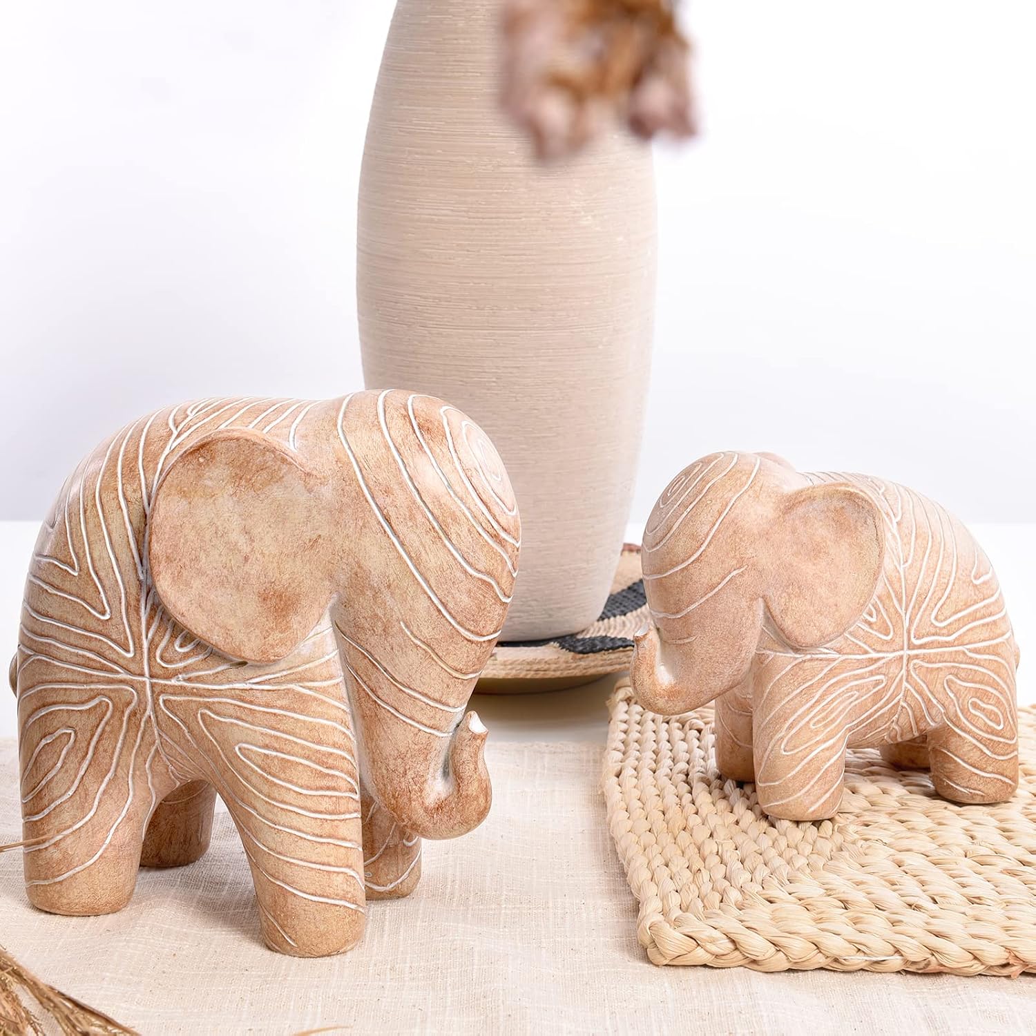 Elephant Statue, African Animal Decor, Wooden Elephant Gift for Women, Boho Decor for Living Room, Shelf, Office(1Pack, Small ) - Image 8