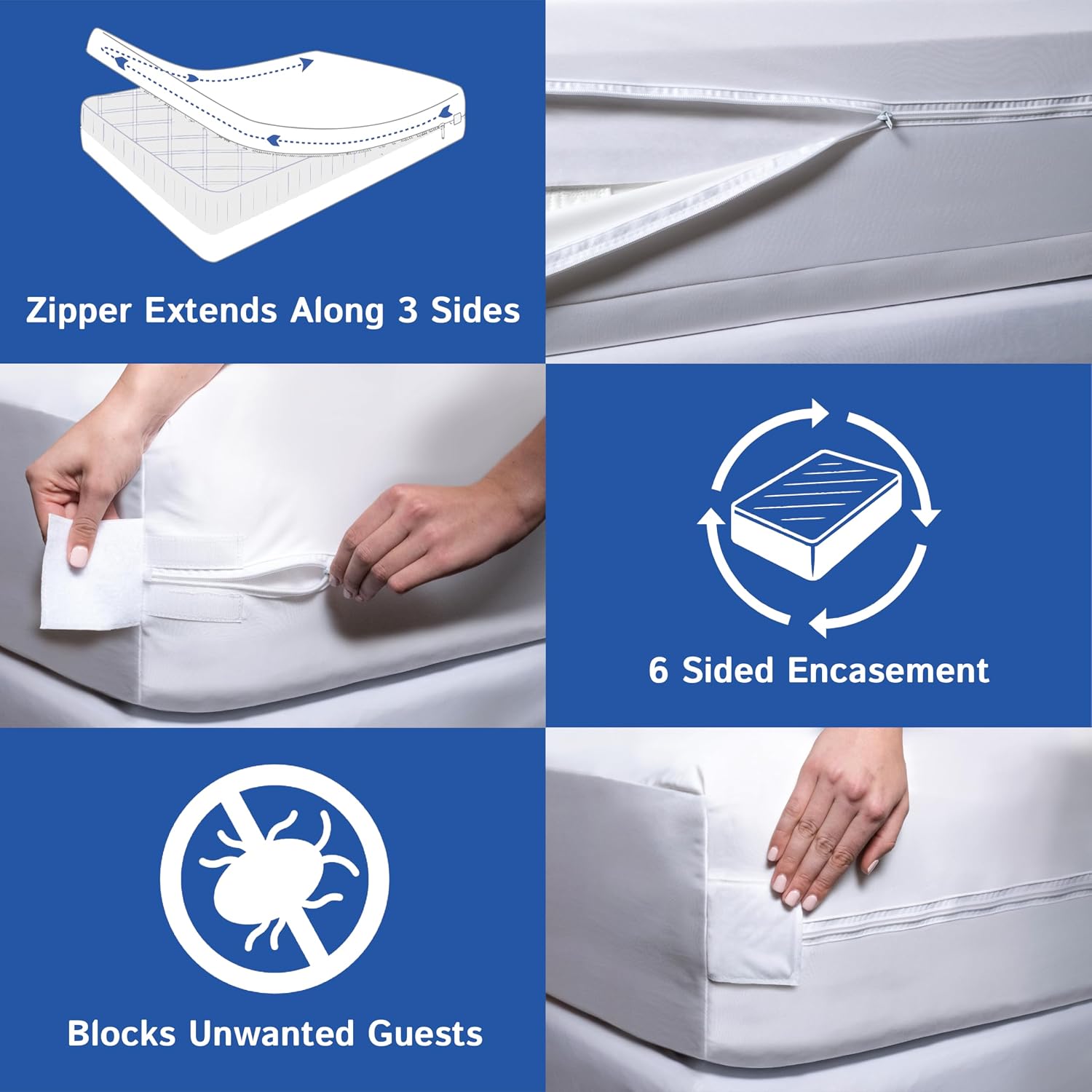 Queen Size Mattress Protector Waterproof Zippered Cover Premium Quality Encasement White - Image 6