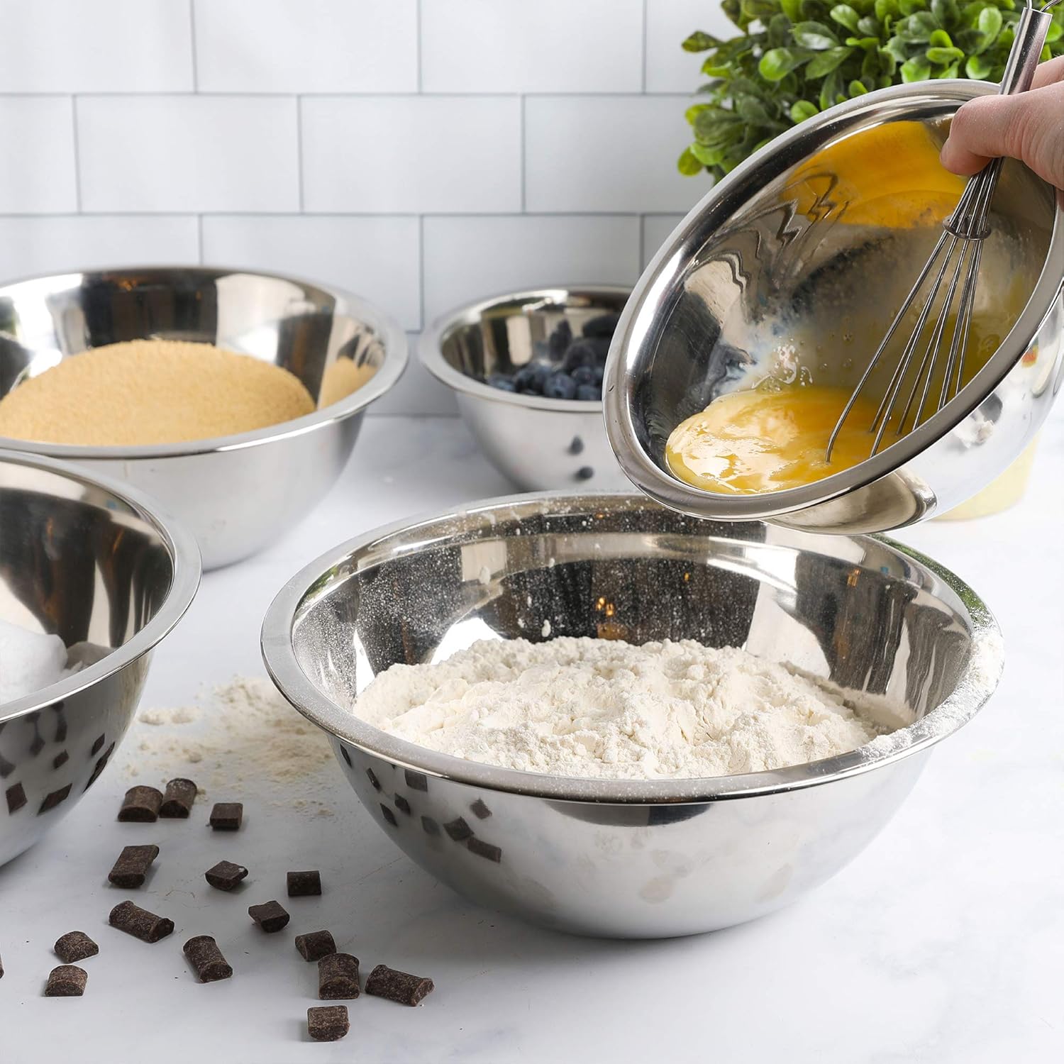 WHYSKO Stainless Steel Mixing Bowls Set, 5-Piece Meal Prep & Food Storage | .75, 1.5, 3, 4 & 5 Quart Metal Mixing Bowls Set for Prep, Serving, Baking & Food Storage, Ecofriendly, Dishwasher Safe - Image 5