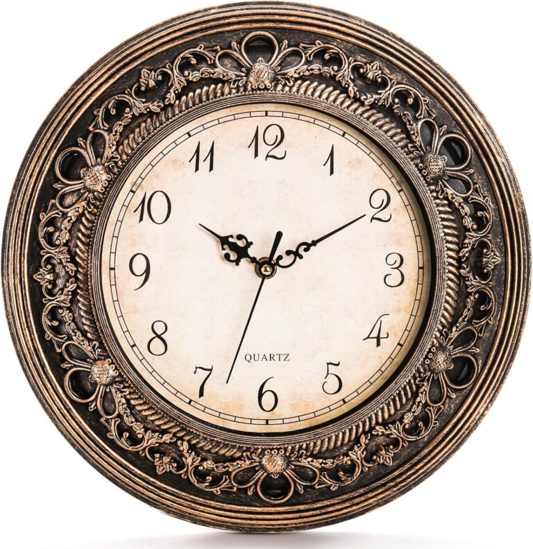 Pumtus Plastic Silent Wall Clock, 13 Inch Vintage Battery Operated Wall Clocks, Large Decorative Round Living Room Clock, Non-Ticking Retro Analog Clocks for Bathroom, Office, Kitchen, School