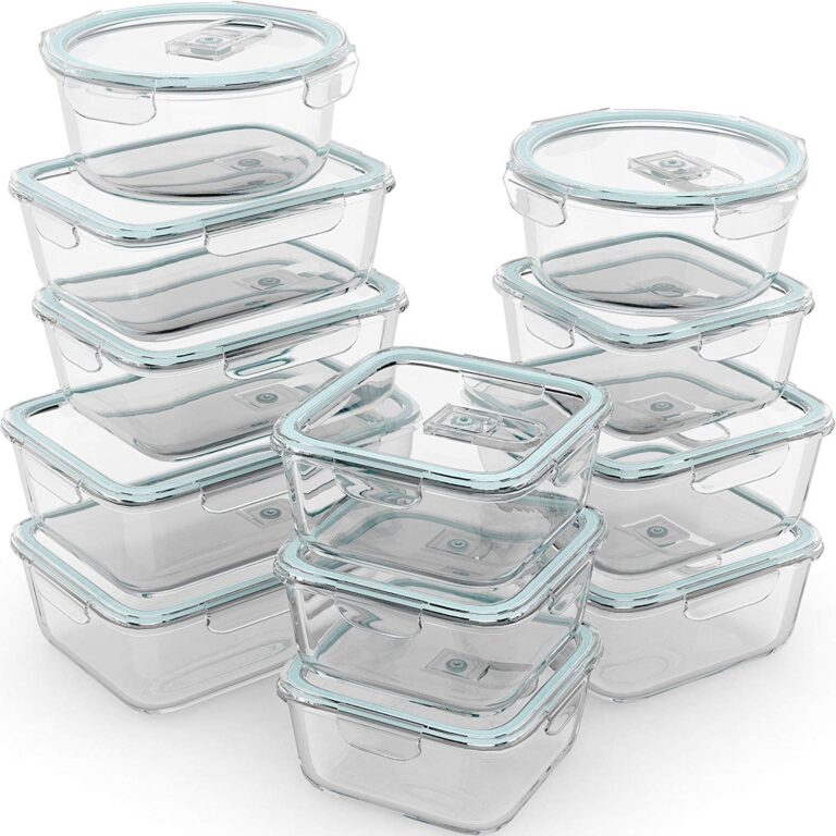Razab 24 Pc Airtight Glass Food Storage Containers - Glass Meal Prep Containers - Freezer to Oven Safe - Steam Release Valve BPA Free - Airtight Bento Boxes - Leak Proof (12 lids & 12 Containers)