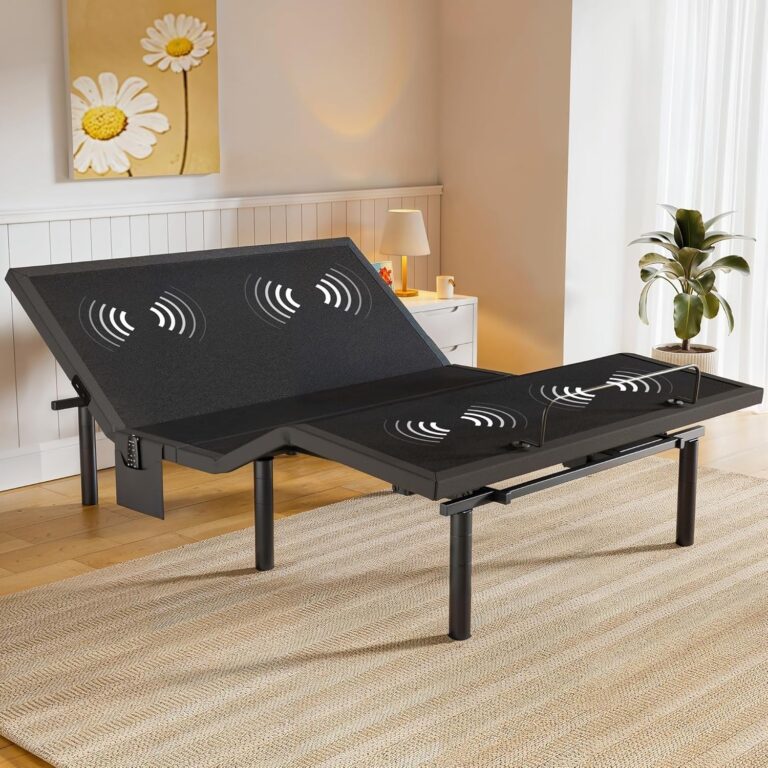 Amada Queen Adjustable Bed Frame with Massage, Head & Foot Incline, Wireless Remote, 4 Built-in USB Ports, LED Night Light, 4 Height-Adjustable Legs, Electric Bed Base, 01B-Q1