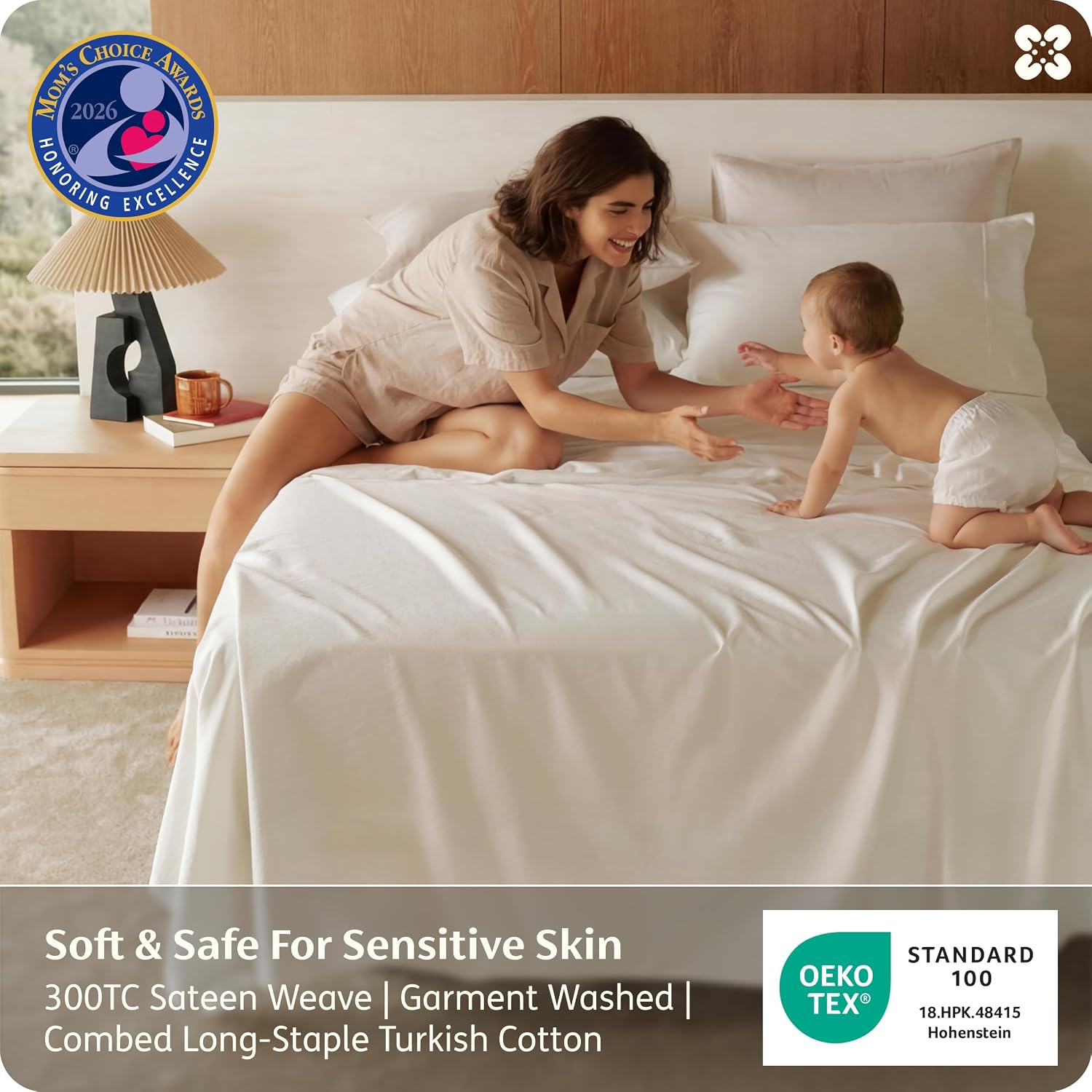 Bedsure PureWoven 100% GOTS Certified Organic Cotton Sheets, Queen Size | Eco-Friendly, 17" Deep Pocket with Corner Straps, Luxury Hotel Soft, Breathable & Durable Sateen Bed Sheets, OEKO-Tex, Ivory - Image 3