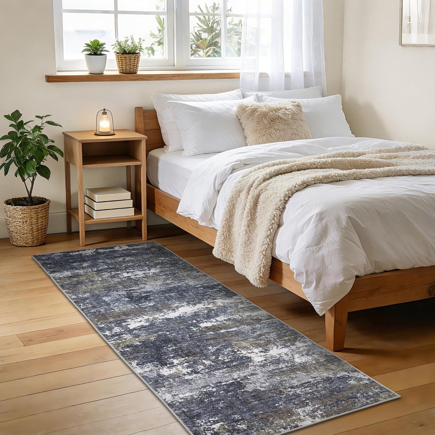 GarveeHome 2x8 Runner Rugs Machine Stain Resistant Abstract Rug Grey Brown | Washable Non-Slip Backing Soft Indoor Runner Carpet for Hallway Bedroom - Image 3