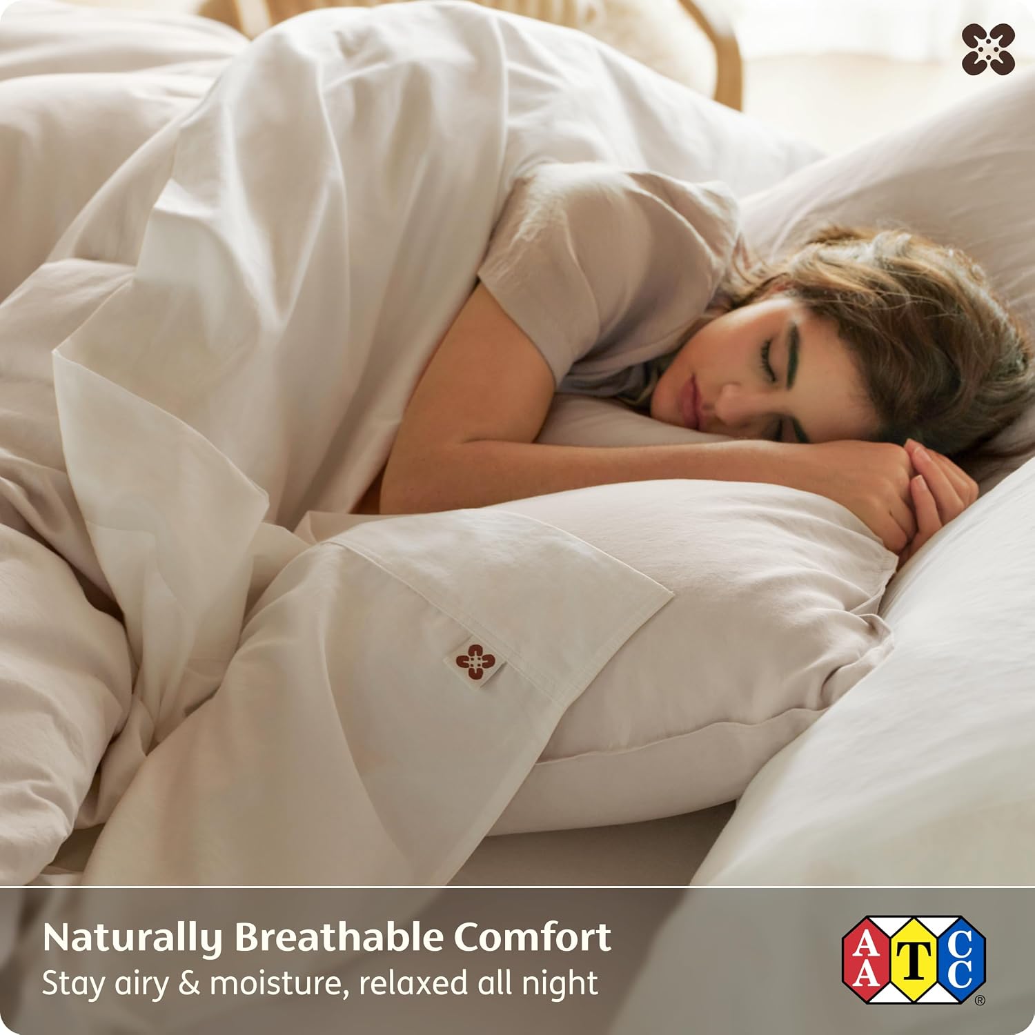 Bedsure PureWoven 100% GOTS Certified Organic Cotton Sheets, Queen Size | Eco-Friendly, 17" Deep Pocket with Corner Straps, Luxury Hotel Soft, Breathable & Durable Sateen Bed Sheets, OEKO-Tex, Ivory - Image 6