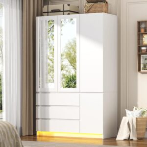 75″H Tall Modern 3 Doors Wood...