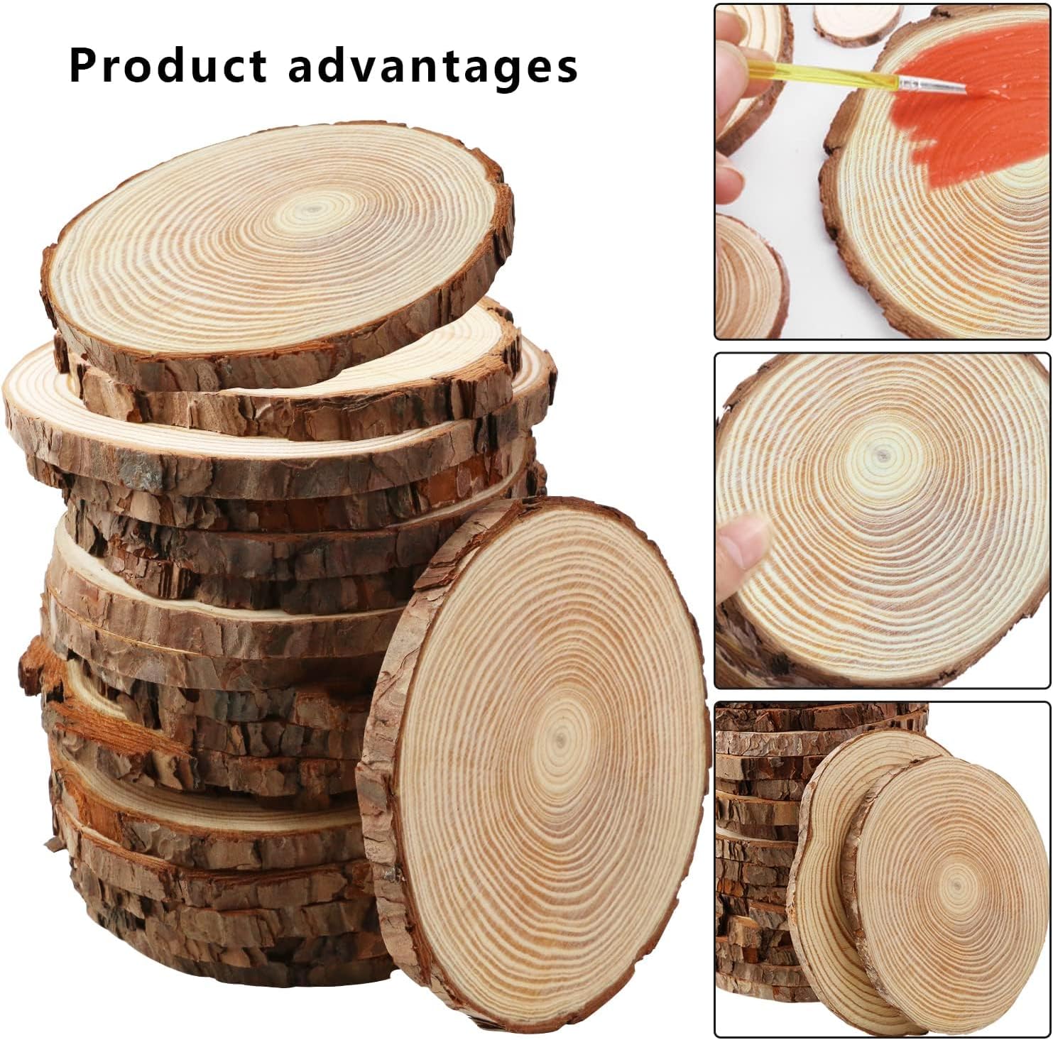 FSWCCK 17 PCS Unfinished Wood Slices for Centerpieces - 5.1-5.5 Inch,Round Natural Discs with Tree Bark, Wooden Cookies Circles for Crafts Christmas Ornaments, Rustic Wedding Decor,Table Decoration - Image 6