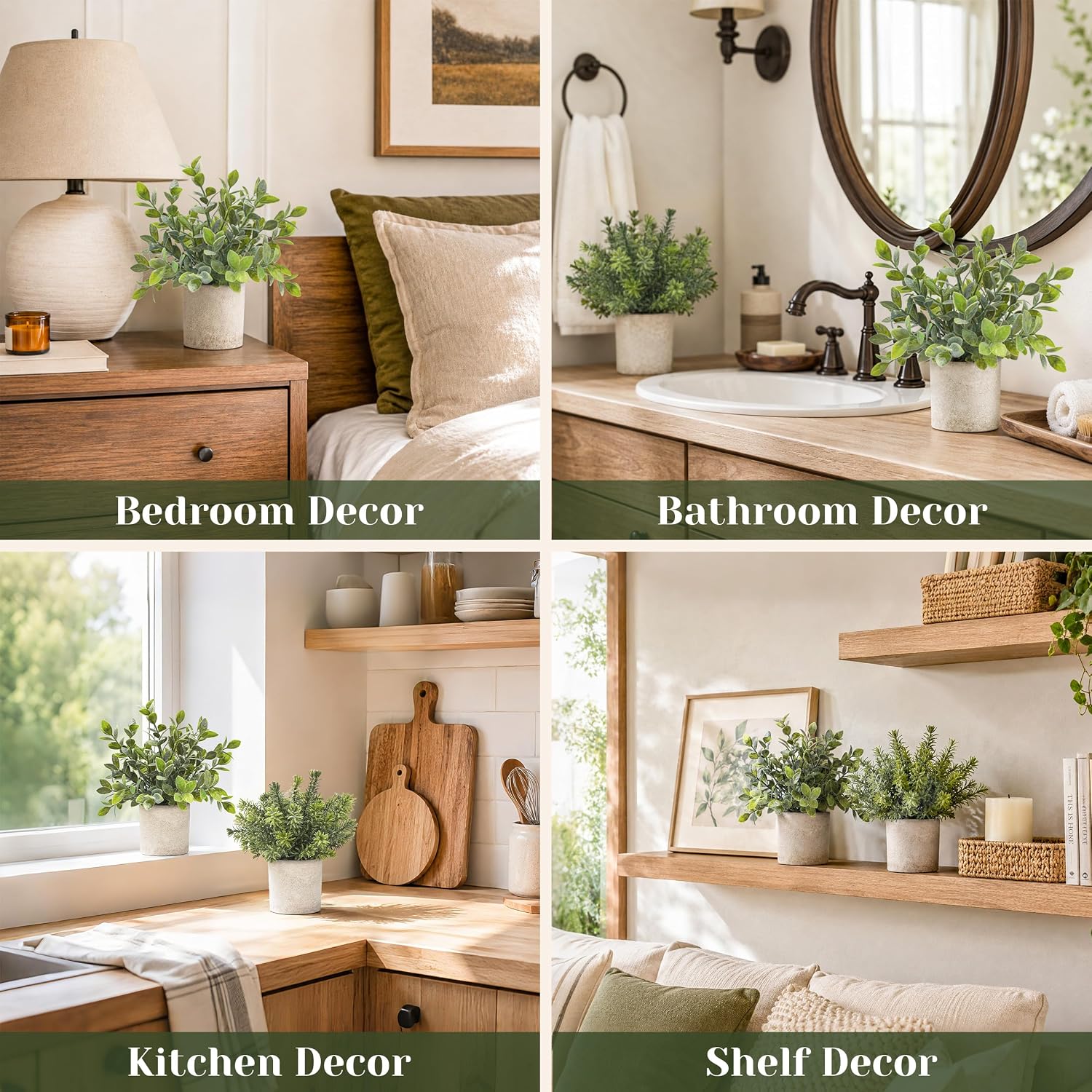 Der Rose 3 Pack Fake Plants Artificial Plants for Office Bathroom Decor | Sage green frosted eucalyptus, pet and child safe, maintenance-free, desk shelf kitchen bedroom coffee table farmhouse decor - Image 5