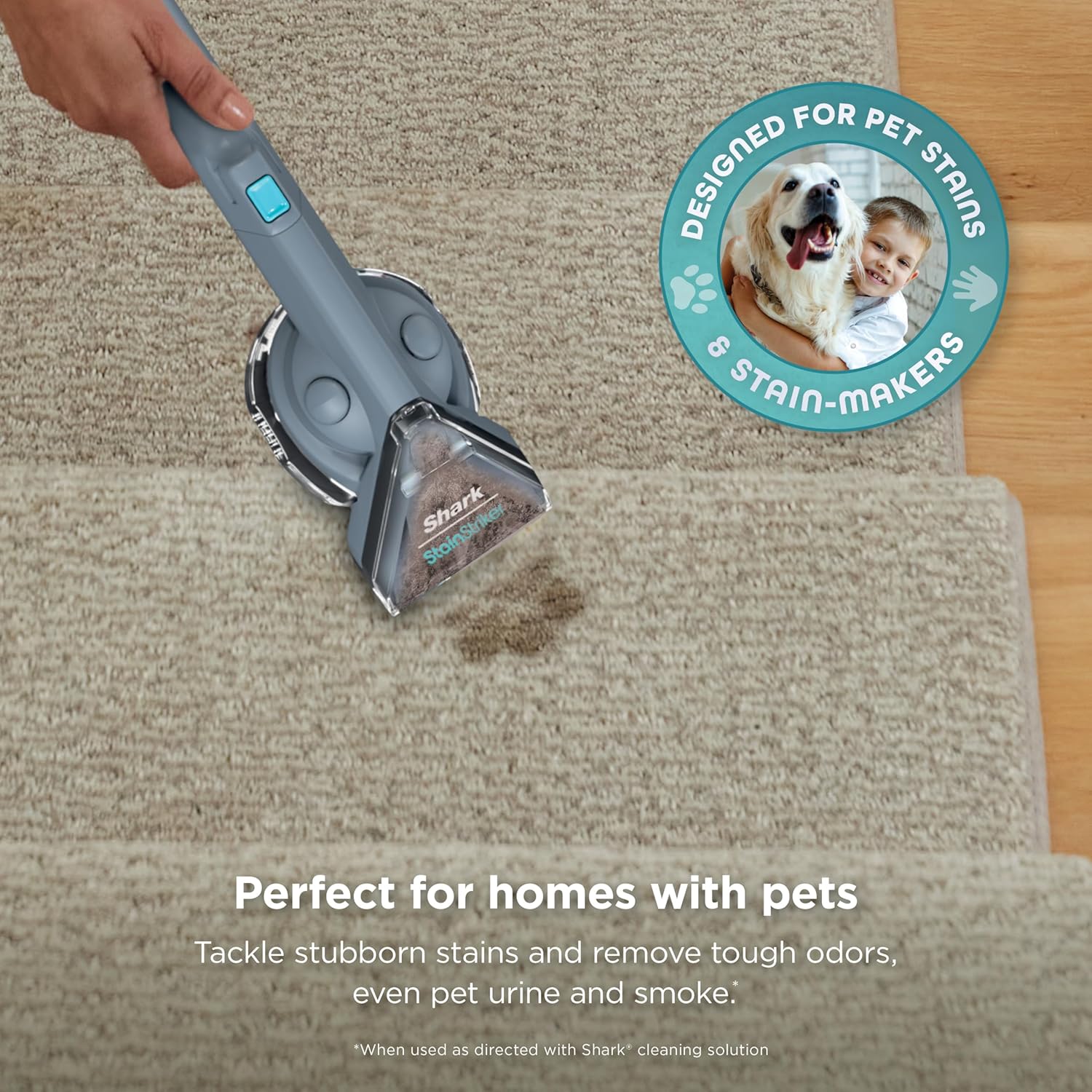 Shark StainStriker Portable Carpet/Upholstery Cleaner, 4 Tools, PX202 | For Carpet, Upholstery & Area Rugs, Stain & Odor Remover, Full Size Solutions, 3.5" Stain, 7" Stain, Crevice & Pet Mess Tools - Image 7