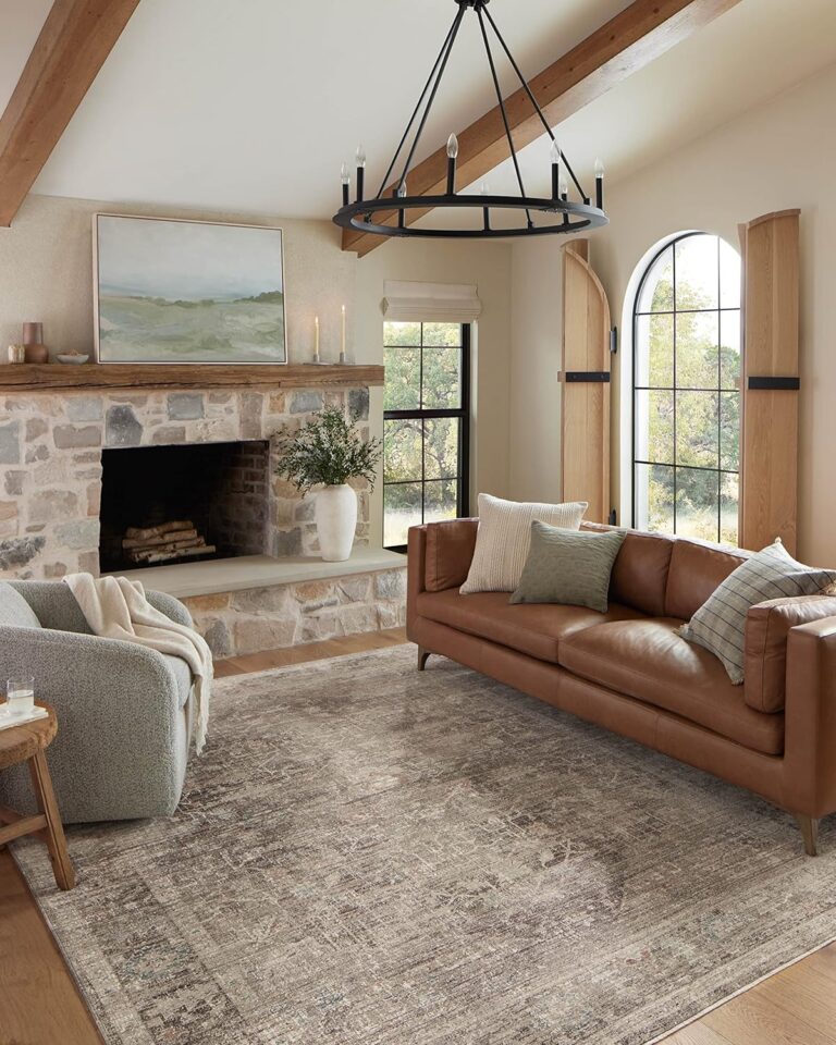 Loloi Magnolia Home Millie Charcoal/Dove 11'-6" x 15'-7" Area Rug | Magnolia Home by Joanna Gaines MIE-03 Approx. 11x16 Grey Living room Dining room Bedroom, Vintage Inspired, Muted, Area Rug