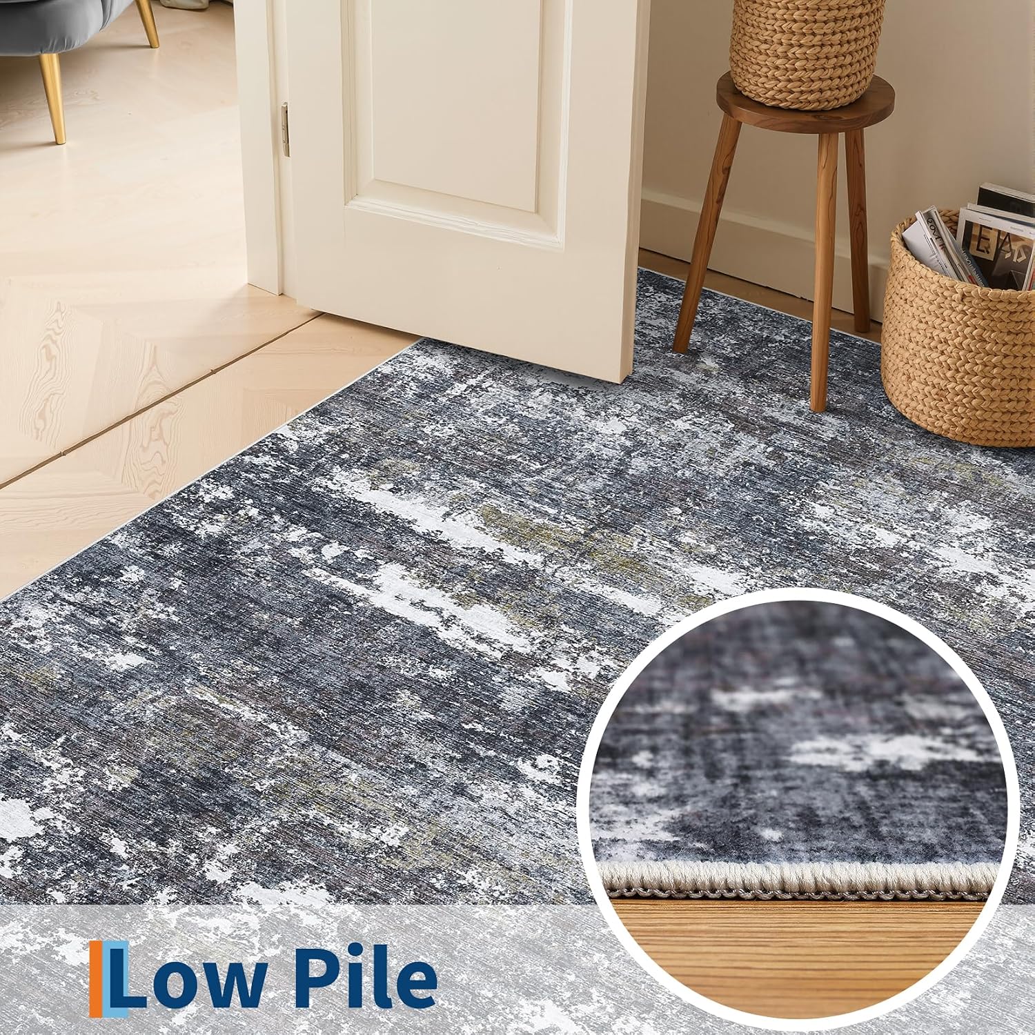 GarveeHome 2x8 Runner Rugs Machine Stain Resistant Abstract Rug Grey Brown | Washable Non-Slip Backing Soft Indoor Runner Carpet for Hallway Bedroom - Image 7