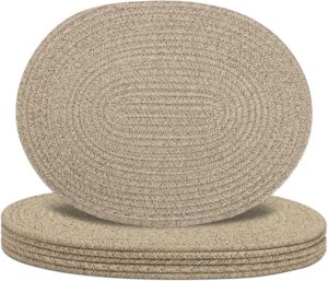 Oval Woven Placemats Set of 6, Boho...