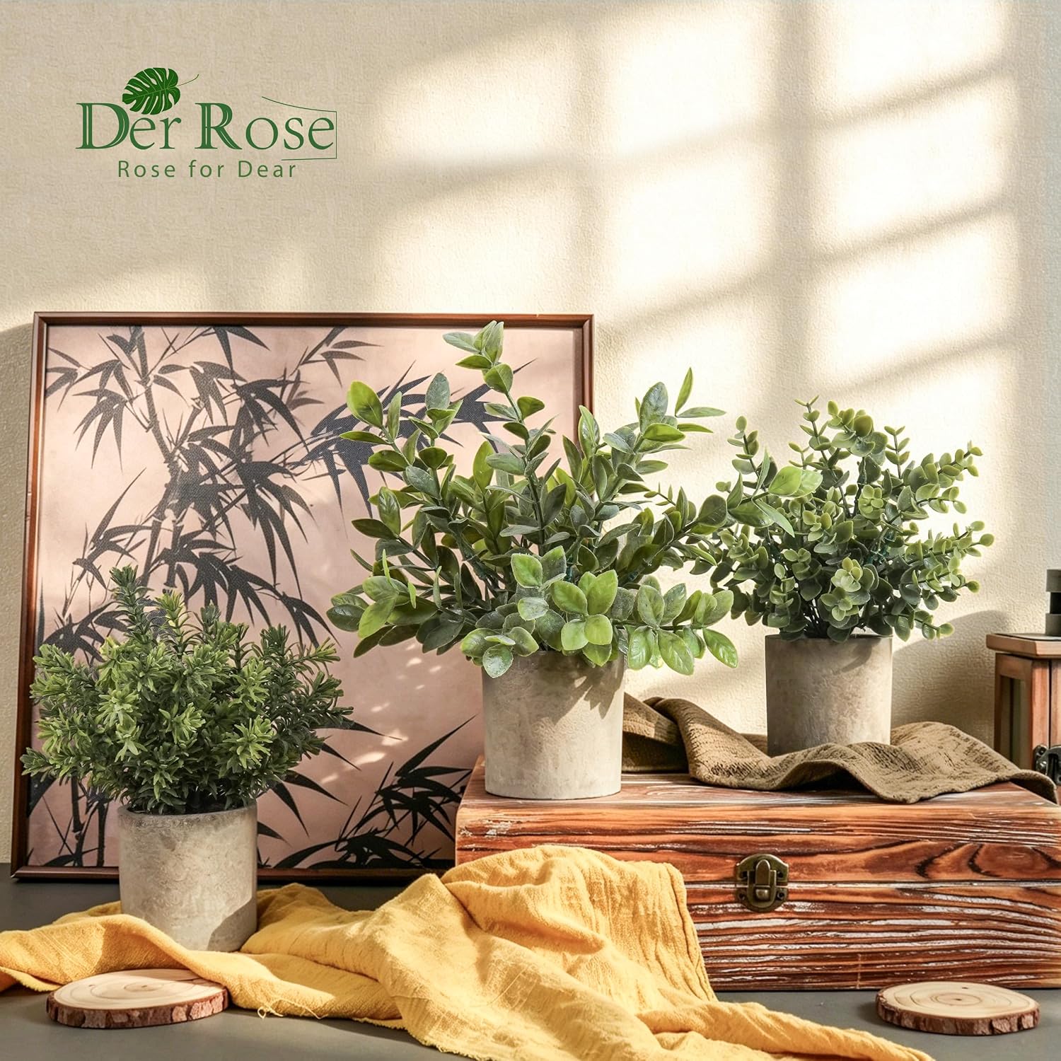 Der Rose 3 Pack Fake Plants Artificial Plants for Office Bathroom Decor | Sage green frosted eucalyptus, pet and child safe, maintenance-free, desk shelf kitchen bedroom coffee table farmhouse decor - Image 7