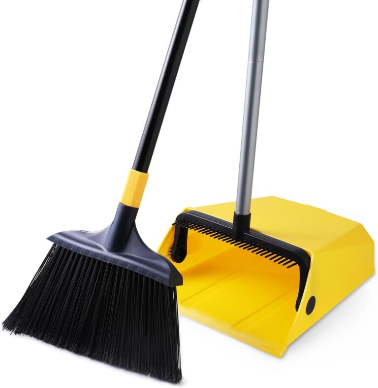 Yocada Commercial Broom and Dustpan Set with Comb Commercial Outdoor Indoor | for Courtyard Garage Lobby Mall Market Floor Home Kitchen Room Office Pet Hair Rubbish