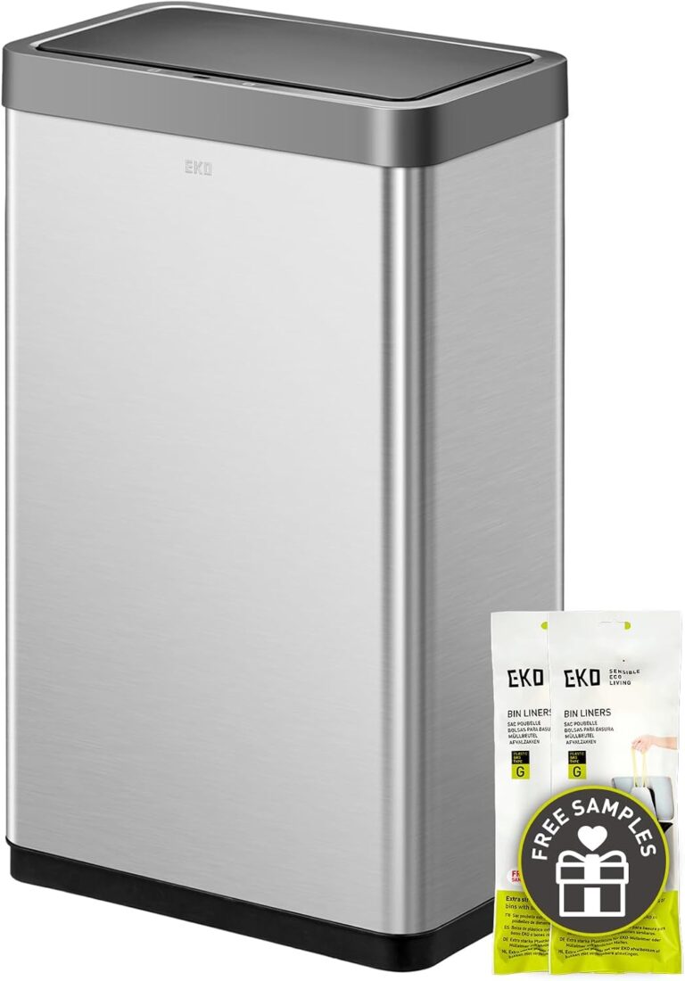 EKO Mirage X 80 Liter / 21.1 Gallons Motion Sensor Trash Can or Recycling Bin, Automatic Large Kitchen Trash Can Touchless, Stainless Steel