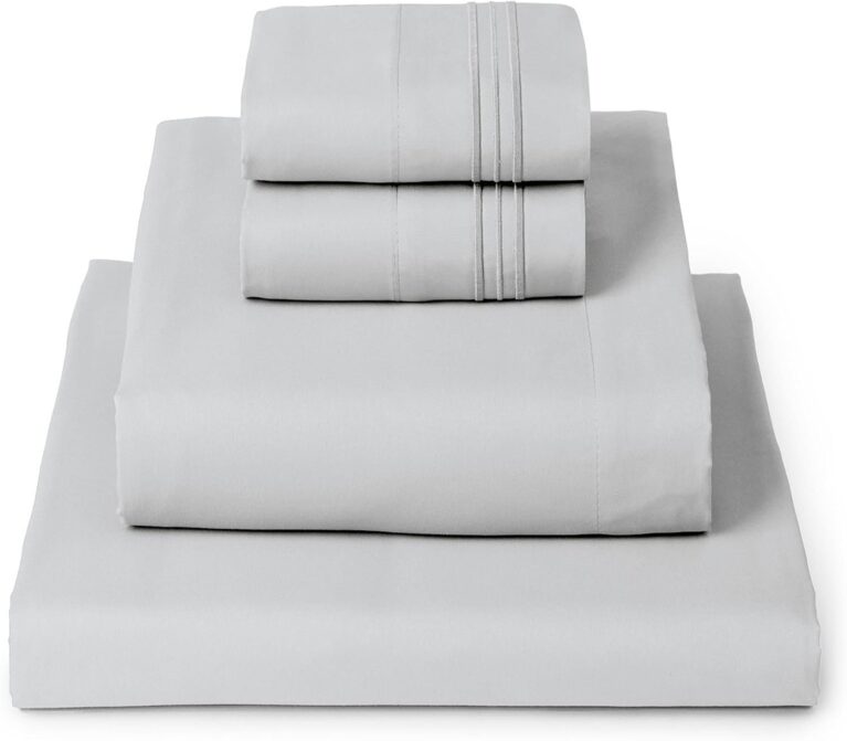 Mellanni Iconic 4-Piece, Ultra Soft Sheet Set (King, Light Gray) | 10M+ Sleepers. Lab-tested: Sleeps Cool, Stays Bright, Strong, Smooth. Good Housekeeping Best Bedding, 7 yrs running.