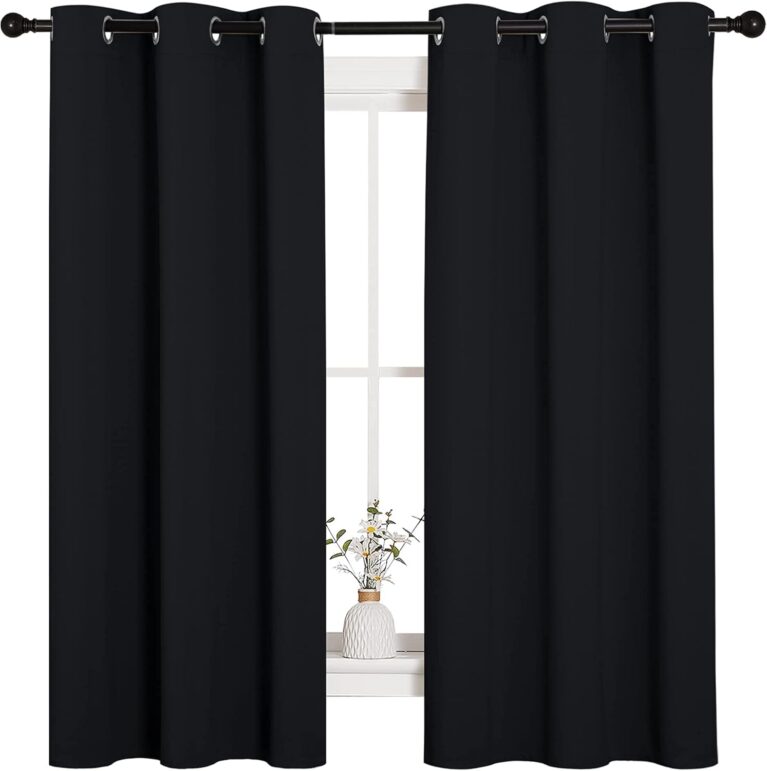 NICETOWN Black Blackout Curtains for Bedroom 42" Wide x 63" Long 2 Panels | Solid Grommet Thermal Insulated Drapes, Noise Reducing, Light Blocking, Room Darkening Decor for Kitchen Window Treatments