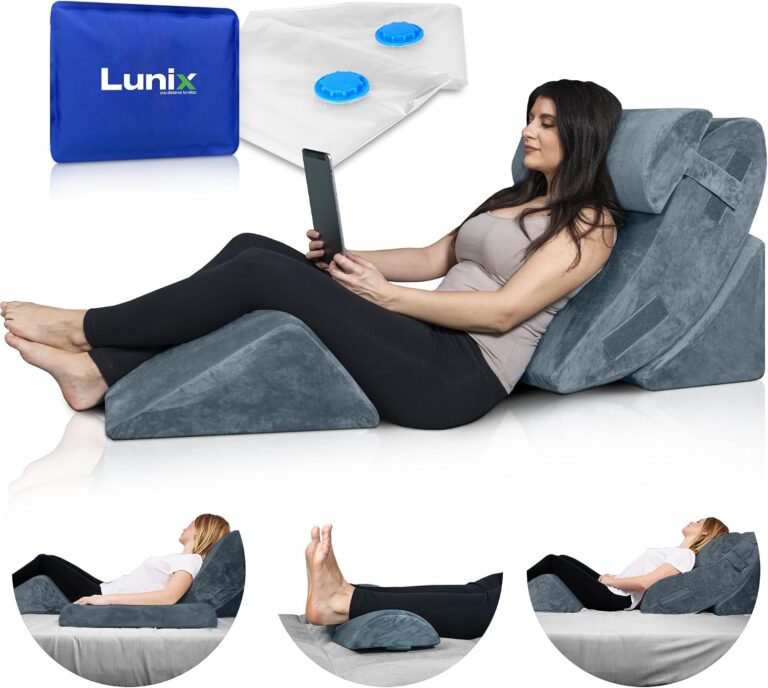 Lunix LX5 FSA Orthopedic Bed Wedge Pillow Set for Post Surgery Recovery | Lock-Tight 4-Piece Wedge Set for Sleeping Upright & Leg Elevation