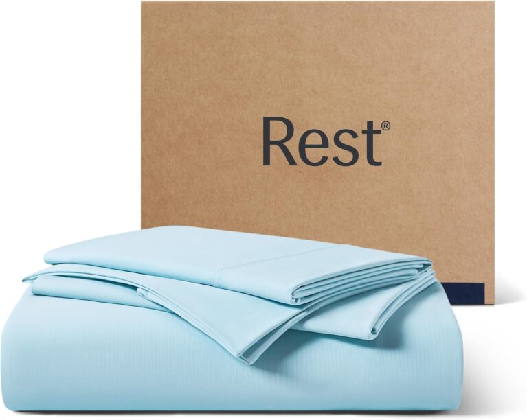 REST® Evercool® + Cooling Sheet Set for Hot Sleepers, Queen | Bed Sheets for Night Sweat- QMX 0.44, Ionic+ Self-Cleaning Silver Yarn for Sensitive Skin-2 Pillowcases,1 Fitted Sheet