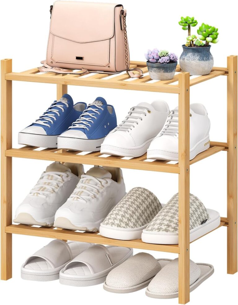 viewcare Small Shoe Rack, 3-Tier Shoe Rack for Entryway, Bamboo Wood Shoe Shelf for Closet & Hallway, Long 17.2IN | Beautiful | Functional | Sturdy | Durable