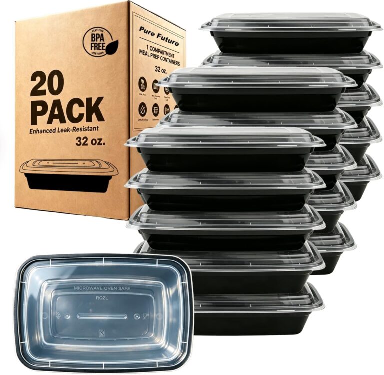 KUMD 20 Pack(40 Pieces) 32 oz Meal Prep Containers with Lids, Leakproof Food Storage Containers for Adult Office Lunch, Gym, Fitness & Bulk Food Prep, Microwave & Freezer Safe Reusable Plastic Tubs